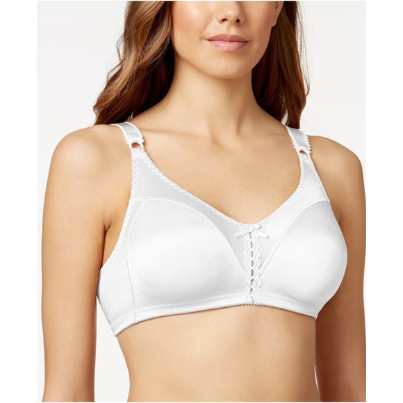 NWT Bali Lace Up Front Bra 44DD White Double Support Tailored Wireless DF3820 - Picture 1 of 10